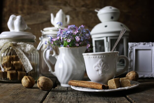 Concepto de mesa de té vintage