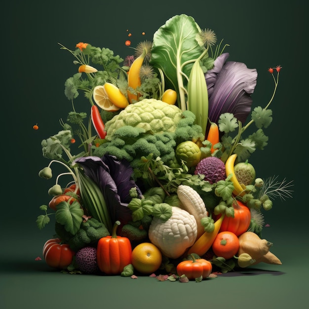 Concepto de mezcla de vegetales Surtido de vegetales frescos