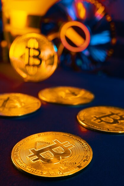 Foto concepto de minería de bitcoin. finca minera.