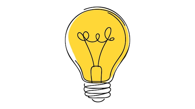 Concepto de minimalismo de ilustración de vector de lámpara de bombilla de dibujo de línea continua