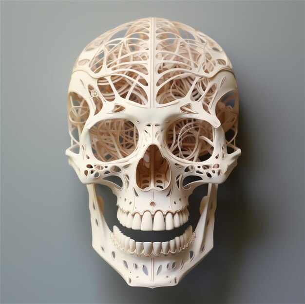 Foto concepto de modelo 3d de un esqueleto con cráneo