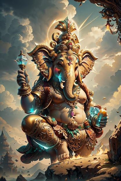 concepto de modelo de arte de dios ganesha