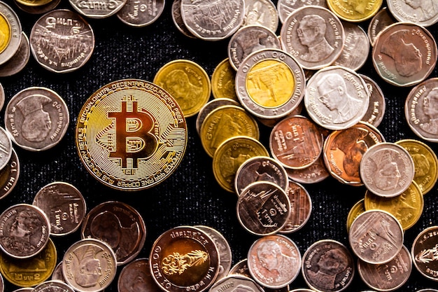 Concepto de moneda Crypto bitcoin dorado