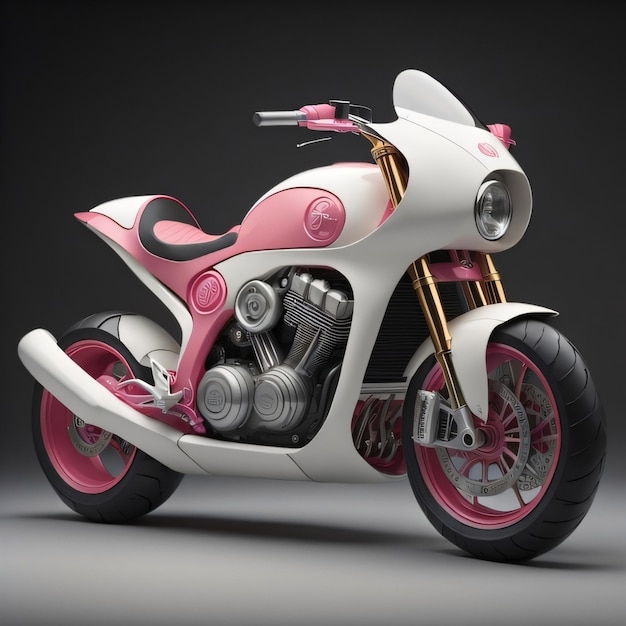 Un concepto de moto retro rosa y blanco con estilo cafe racer