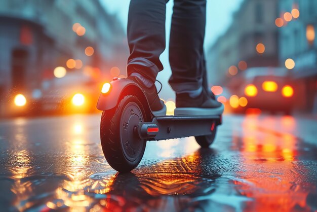 concepto de movilidad de scooter generado por la IA.