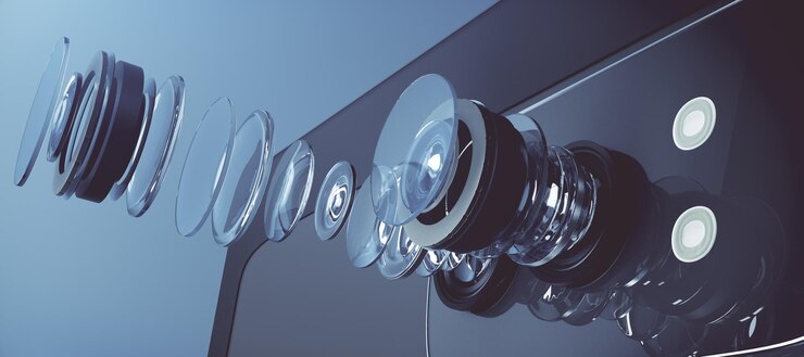 Foto concepto nano de cámara de teléfono inteligente desmontado