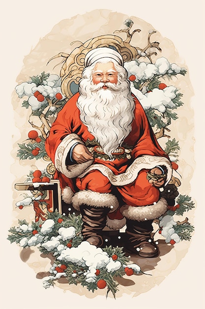 Concepto de Navidad y año nuevo Retrato del buen viejo Santa Claus Ai generativo