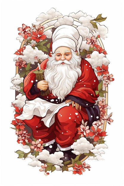 Concepto de Navidad y año nuevo Retrato del buen viejo Santa Claus Ai generativo