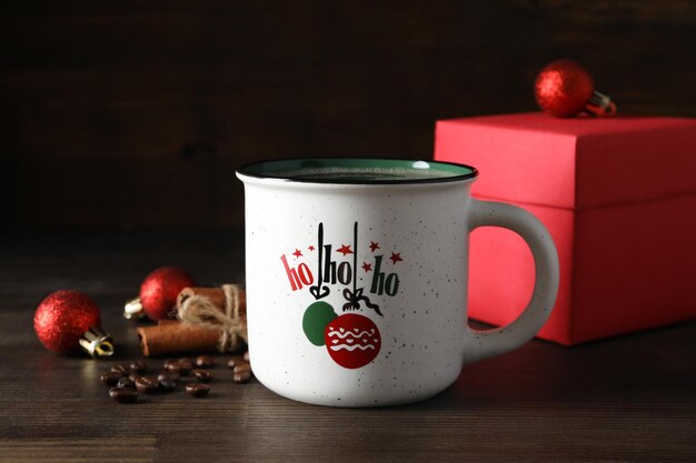 Concepto de Navidad y Feliz Año Nuevo Café de Navidad de cerca