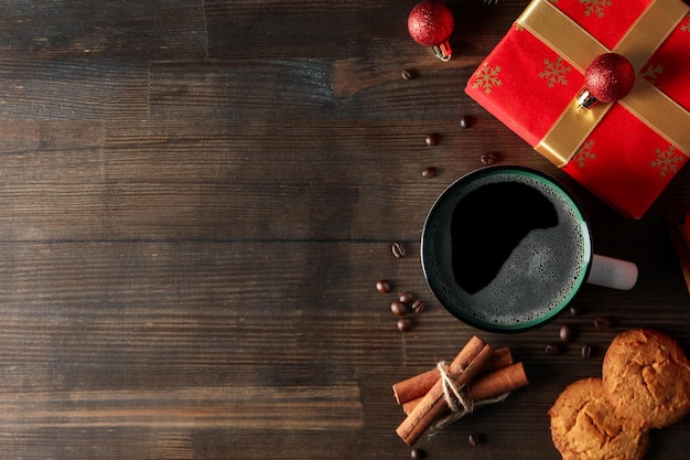 Concepto de navidad y feliz año nuevo espacio de café de navidad para texto