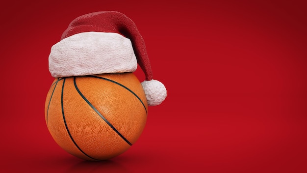 Concepto de Navidad Orange basket ball render 3d