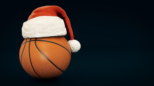 Concepto de Navidad Orange basket ball render 3d