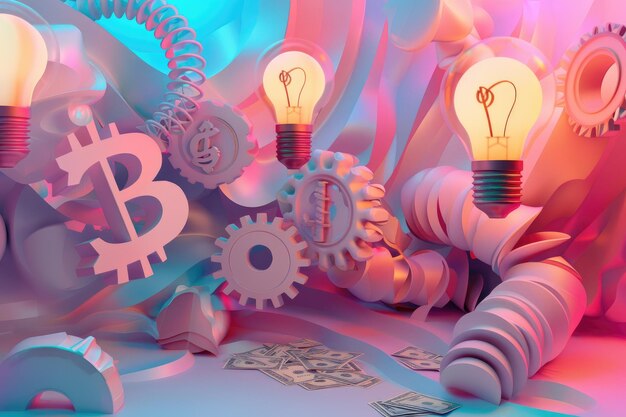 Concepto de negocio 3D profesional con colores giratorios