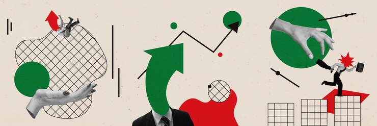 Foto concepto de negocio arte creativo collaje geométrico obra de arte retro textura de fondo copia espacio tendencia
