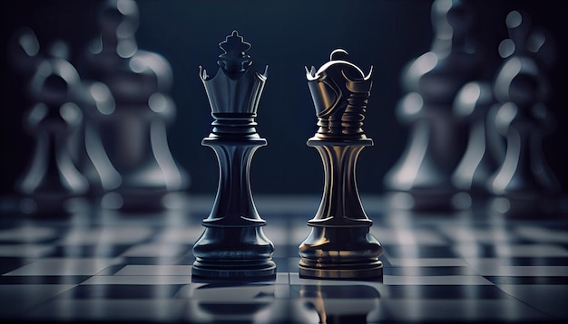 Concepto de negocio de competencia de juego de ajedrez Luchar y enfrentar problemas