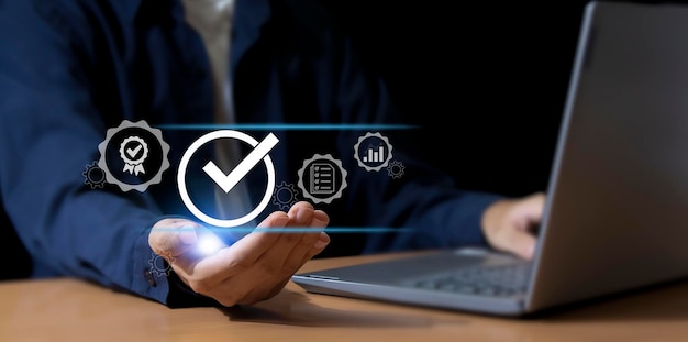 Concepto de negocio de control de calidad estandarizado Internet y tecnología de red