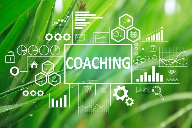 Concepto de negocio Desarrollo de palabras de coaching concepto de texto