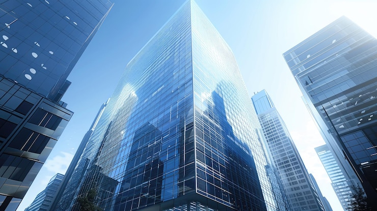 concepto de negocio de edificios de rascacielos financieros y