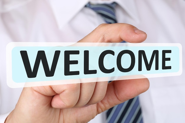 Concepto de negocio de empresario con empleados de personal de empleados de bienvenida
