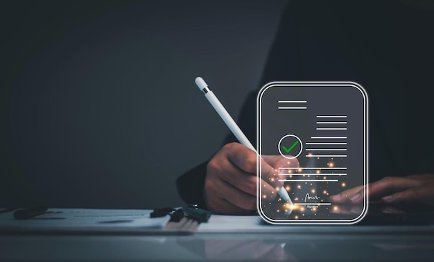 El concepto de negocio de la firma electrónica El gerente es el negocio de aprobación de inversiones de firma electrónica