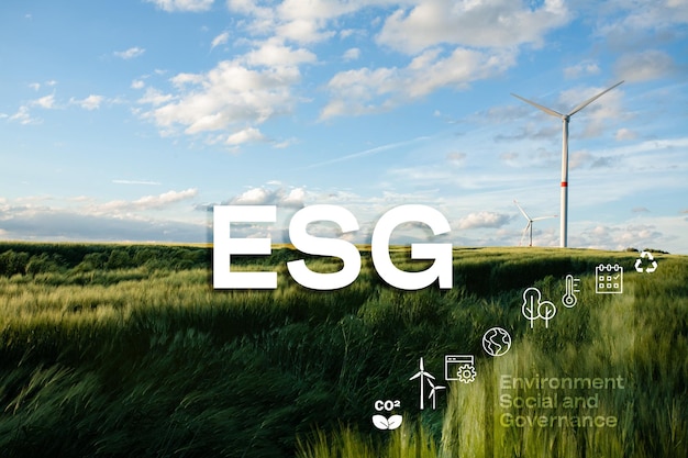 Concepto de negocio de inversión de gobierno social ambiental ESG Iconos ESG