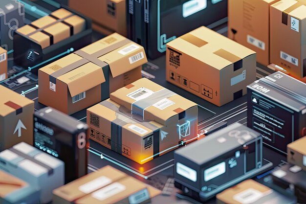 Concepto de negocio en línea de las PYME que muestra el control de los pedidos, el embalaje y el envío a los clientes