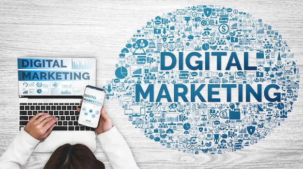 Concepto de negocio de marketing de tecnología digital
