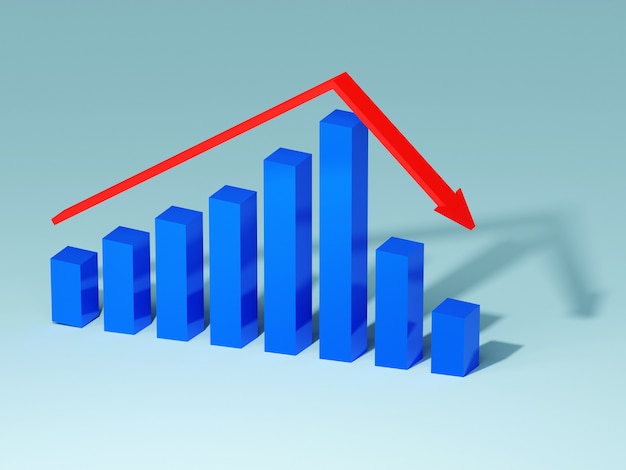 Concepto de negocio y quiebra. Gráfico en quiebra con recesión