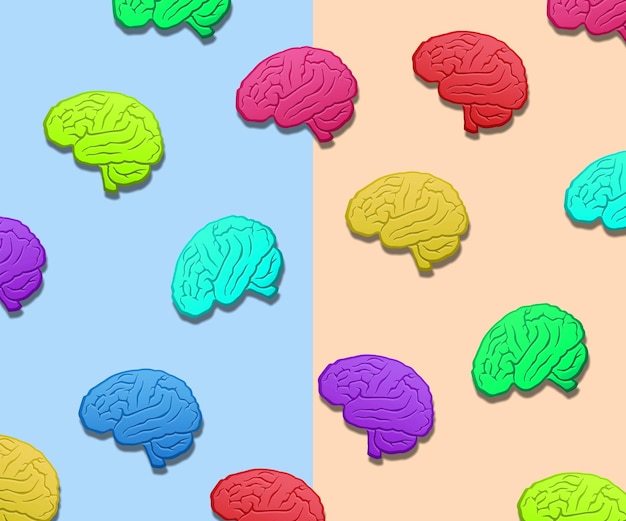 Foto concepto de neurodiversidad. conjunto de imágenes cerebrales de colores