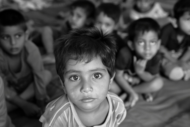 Foto concepto de niño abandonado en un orfanato trauma psicológico