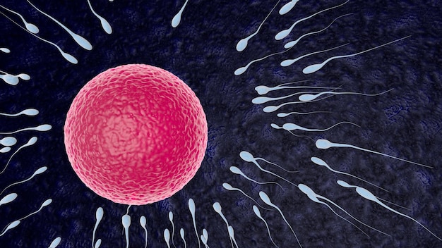 Concepto de óvulos y espermatozoides Fecundación y fecundación espermática