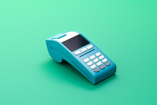 Foto concepto de pago sin contacto terminal de punto de venta para pagar nfc fondo verde