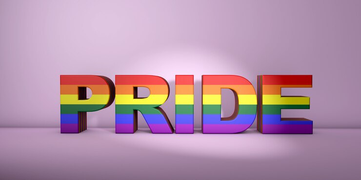 Foto concepto de palabra de orgullo gay, letras con volumen