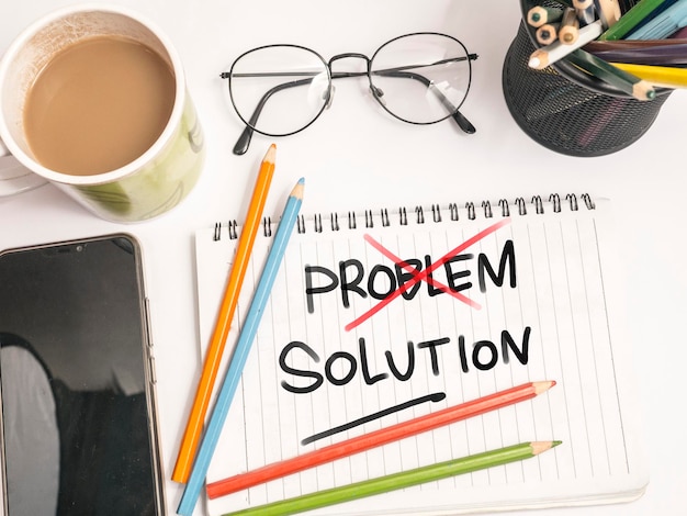 Concepto de palabras de problema y solución