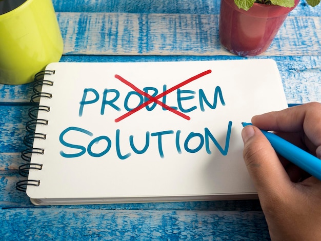 Concepto de palabras de problema y solución