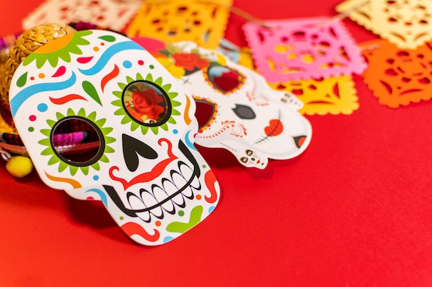 El concepto de la pancarta decorada del Día de los Muertos