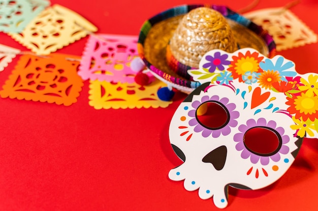 Foto el concepto de la pancarta decorada del día de los muertos