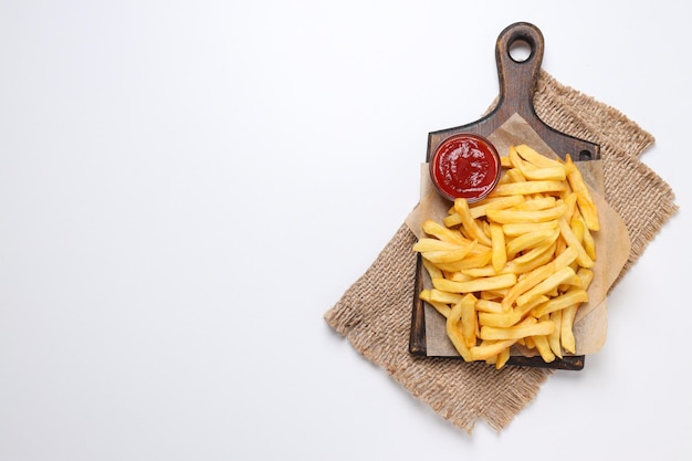 Concepto de papa frita de comida chatarra y rápida