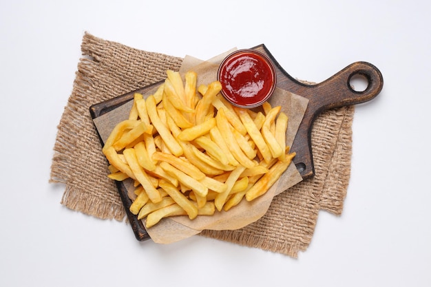 Concepto de papa frita de comida chatarra y rápida