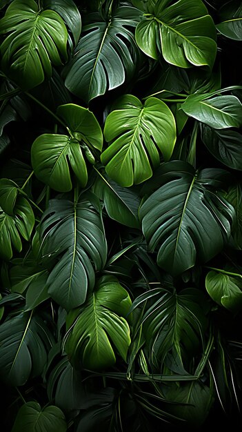 Foto concepto de papel tapiz hojas de palma frescas verdes vista de arriba hacia abajo