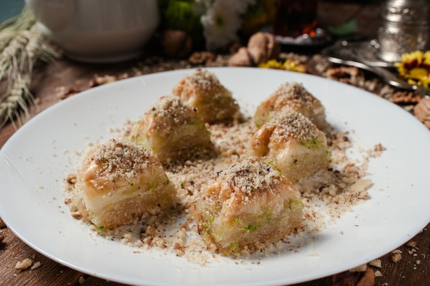 Concepto de pastelería turca baklava de alimentos