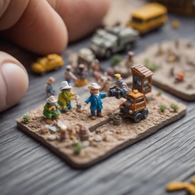 Concepto de personas de juguete pequeñas figuras en miniatura detalladas sobre la vida real generadas por la IA