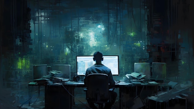 Foto el concepto de piratería informática y malware
