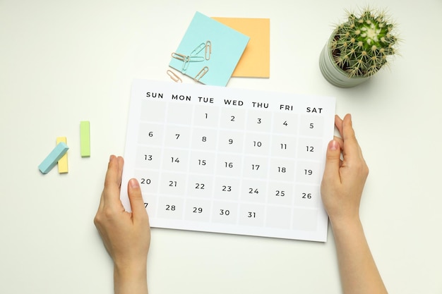 Concepto de planificación de eventos y planificación del trabajo vista superior