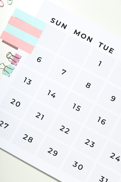 Concepto de planificación de eventos y planificación del trabajo vista superior
