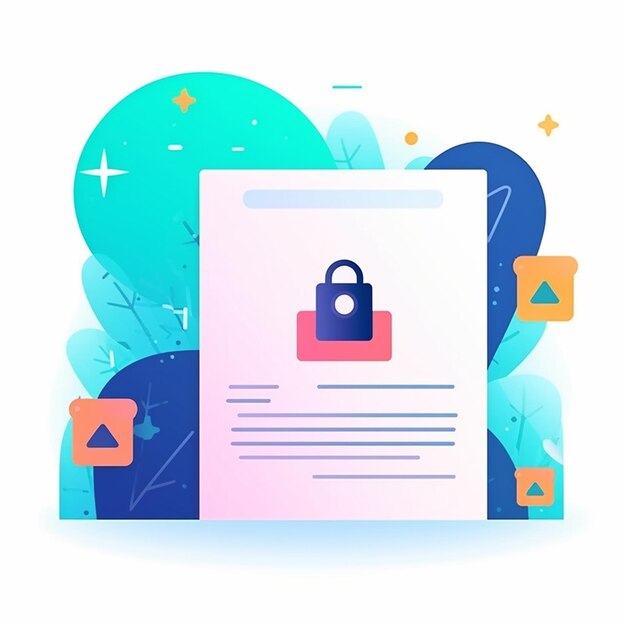 Concepto plano de vector de documento de privacidad con símbolo bloqueado