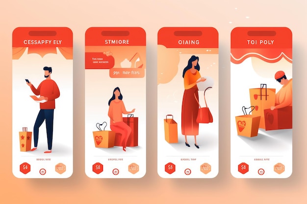 El concepto de plantillas de aplicaciones móviles de banners de compras en línea