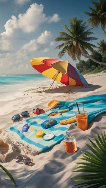 Concepto de playa plana con espacio de copia