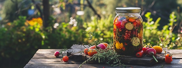 concepto de preservación de las verduras en la mesa de cerca