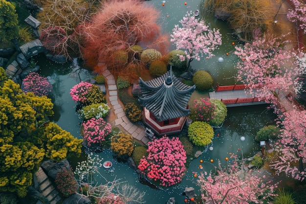 concepto de primavera de jardín con flores rosadas japonesas